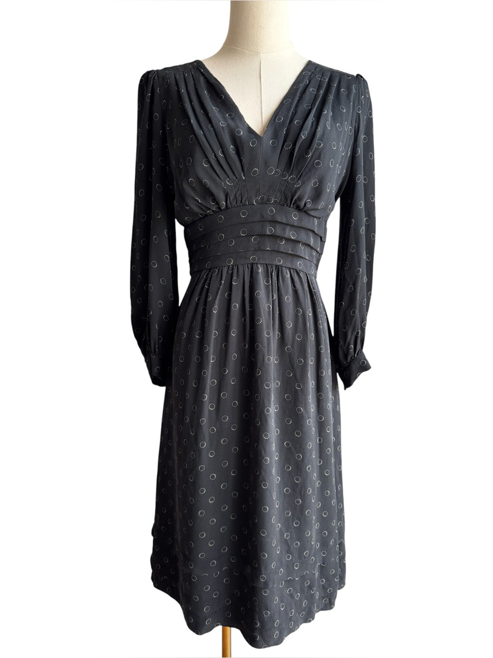 Sandra Angelozzi 100% Silk Little Black Dress EU 34 Small Fit & Flare Cocktail